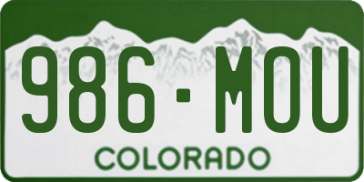 CO license plate 986MOU