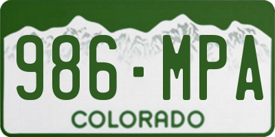 CO license plate 986MPA