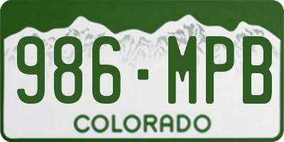 CO license plate 986MPB