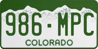 CO license plate 986MPC