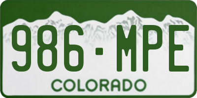 CO license plate 986MPE