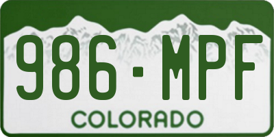 CO license plate 986MPF