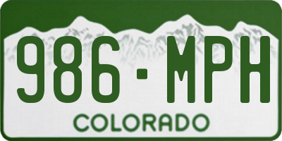 CO license plate 986MPH