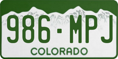 CO license plate 986MPJ