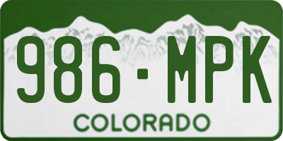 CO license plate 986MPK