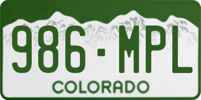 CO license plate 986MPL