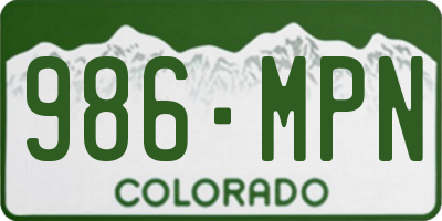 CO license plate 986MPN