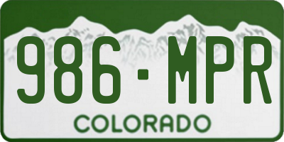 CO license plate 986MPR