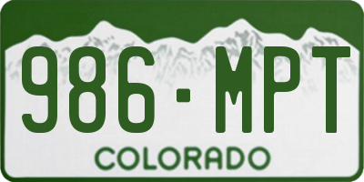 CO license plate 986MPT