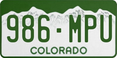 CO license plate 986MPU