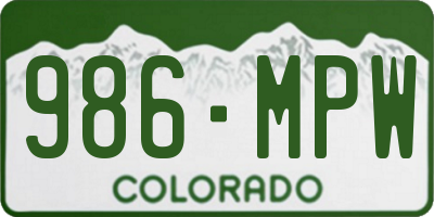 CO license plate 986MPW