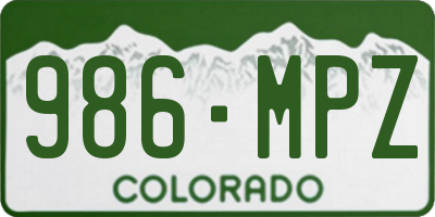CO license plate 986MPZ