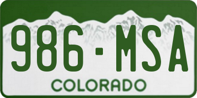 CO license plate 986MSA