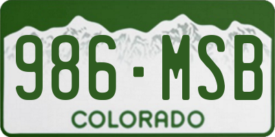 CO license plate 986MSB