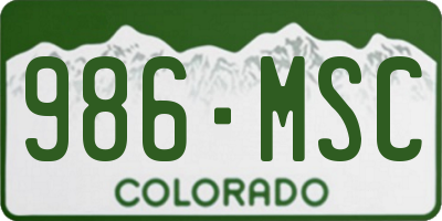 CO license plate 986MSC