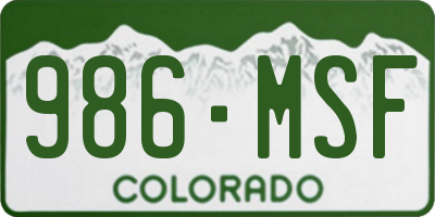 CO license plate 986MSF