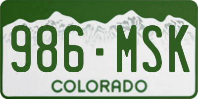 CO license plate 986MSK