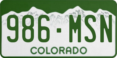 CO license plate 986MSN