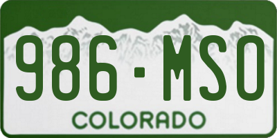 CO license plate 986MSO