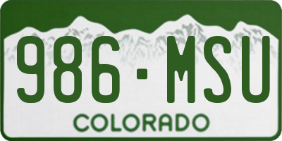 CO license plate 986MSU