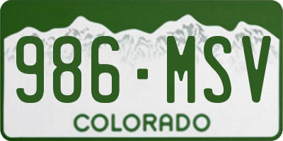 CO license plate 986MSV