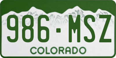 CO license plate 986MSZ