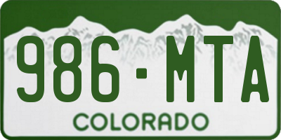 CO license plate 986MTA