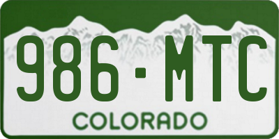 CO license plate 986MTC