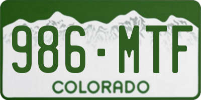 CO license plate 986MTF