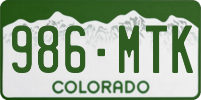 CO license plate 986MTK