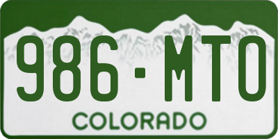 CO license plate 986MTO