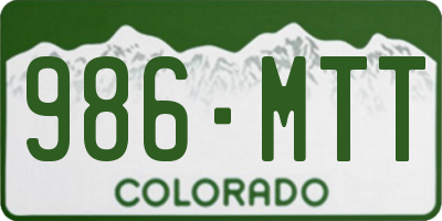 CO license plate 986MTT