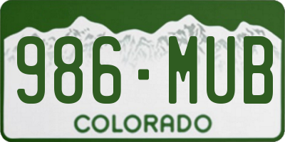 CO license plate 986MUB
