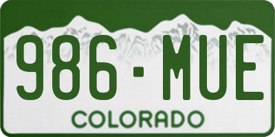 CO license plate 986MUE