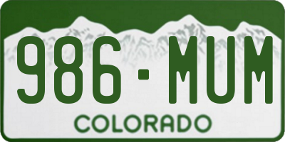 CO license plate 986MUM
