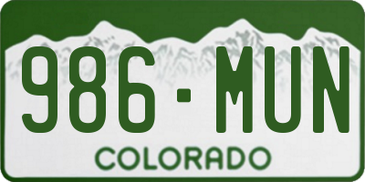 CO license plate 986MUN