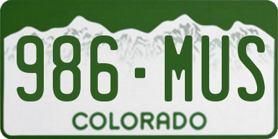 CO license plate 986MUS