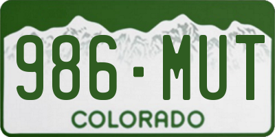 CO license plate 986MUT