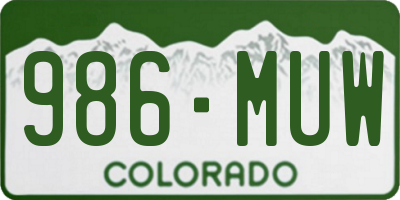 CO license plate 986MUW