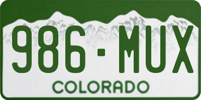 CO license plate 986MUX