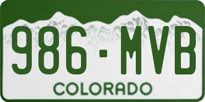 CO license plate 986MVB