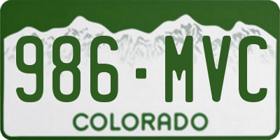 CO license plate 986MVC