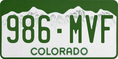 CO license plate 986MVF