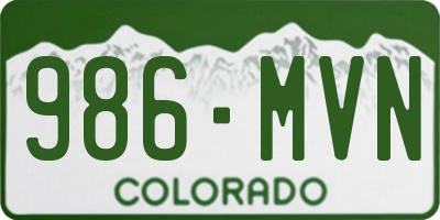 CO license plate 986MVN