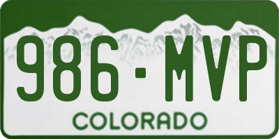 CO license plate 986MVP