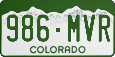 CO license plate 986MVR
