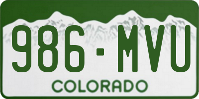 CO license plate 986MVU