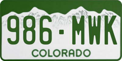 CO license plate 986MWK