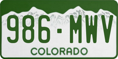 CO license plate 986MWV