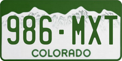 CO license plate 986MXT
